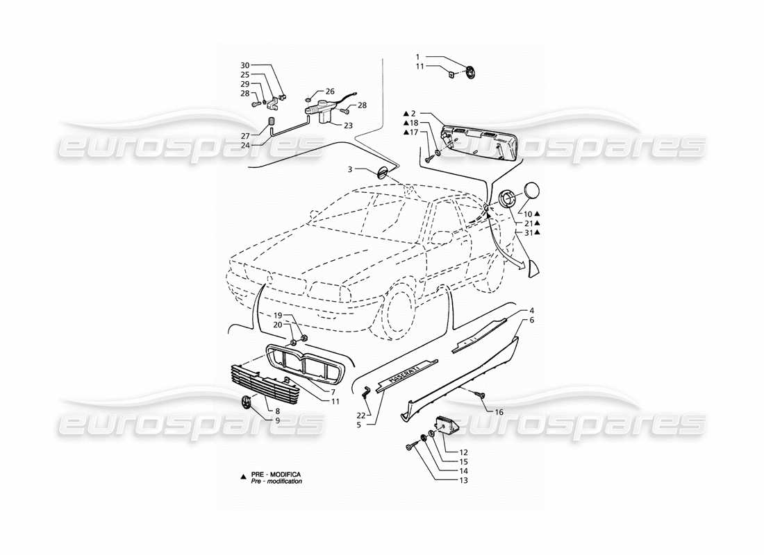 a part diagram from the maserati quattroporte (1996-2001) parts catalogue