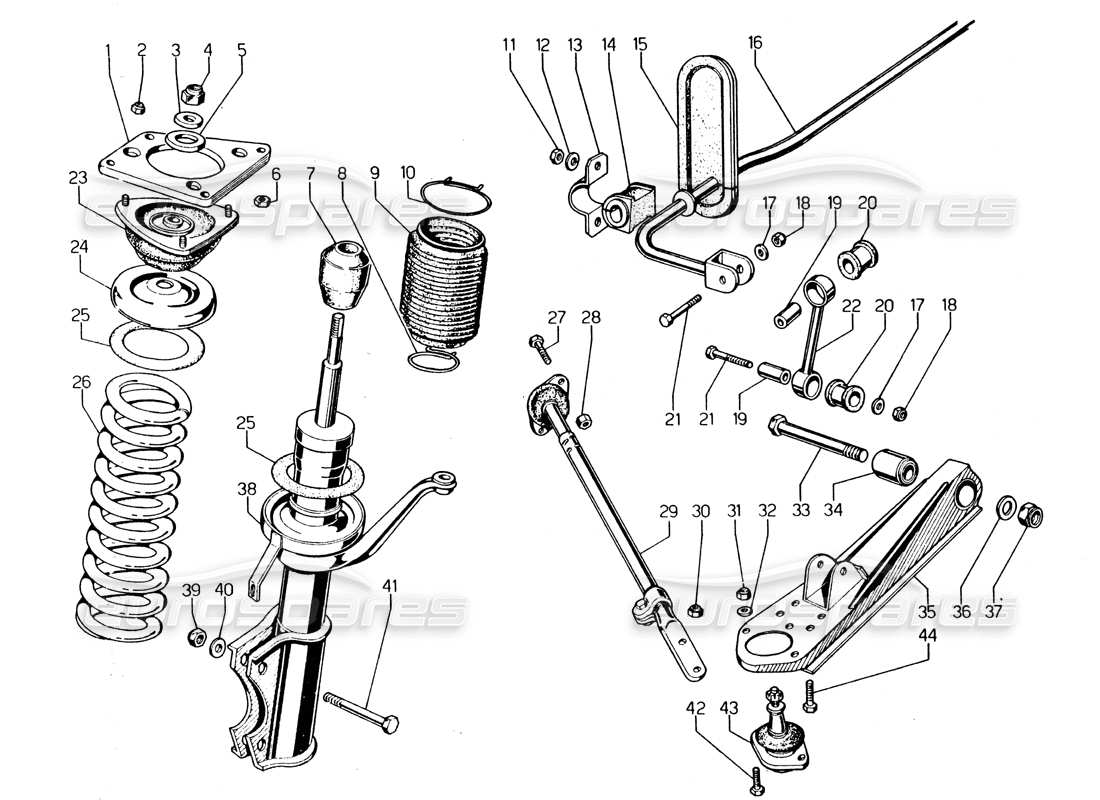 a part diagram from the lamborghini urraco parts catalogue