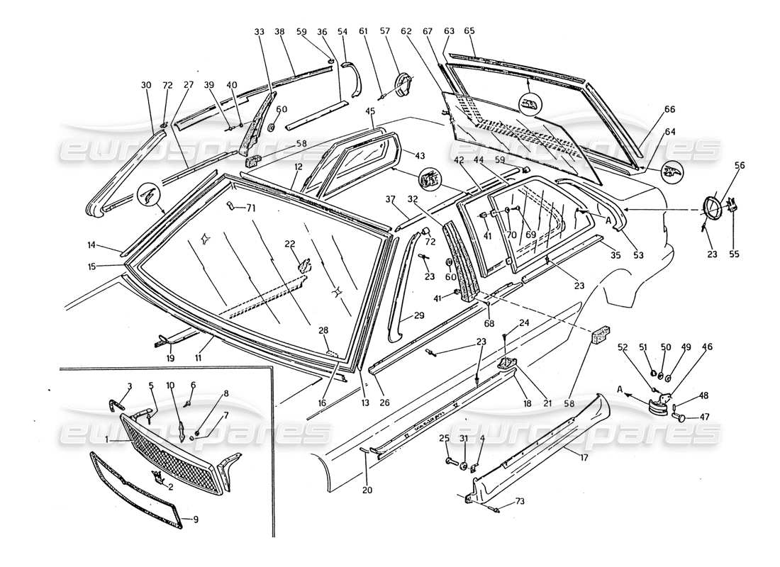 a part diagram from the maserati biturbo (1983-1995) parts catalogue