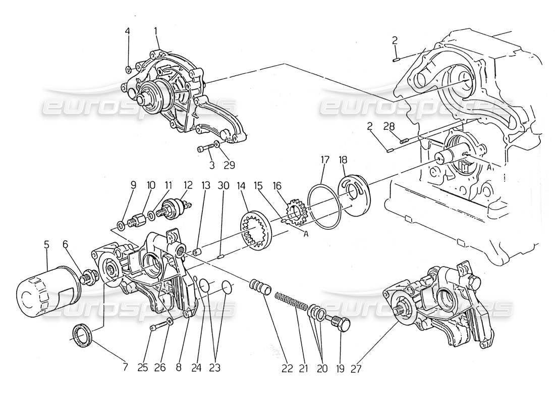 a part diagram from the maserati biturbo (1983-1995) parts catalogue