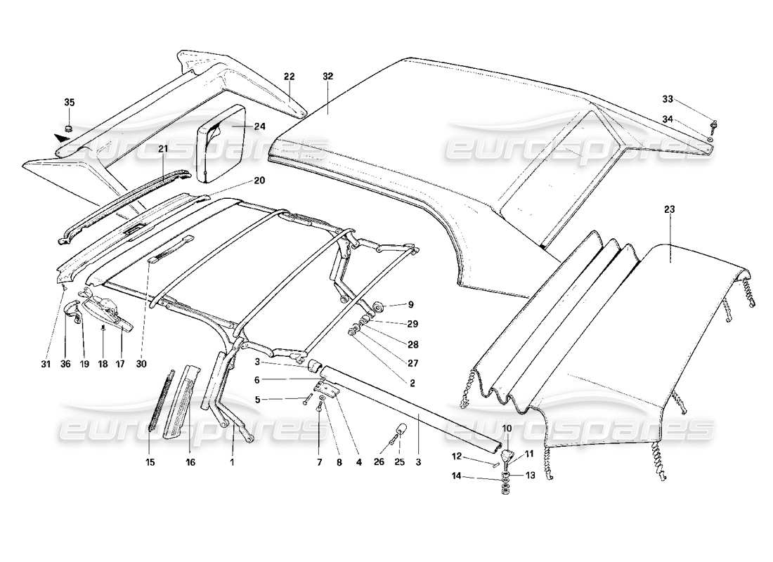 a part diagram from the ferrari mondial parts catalogue