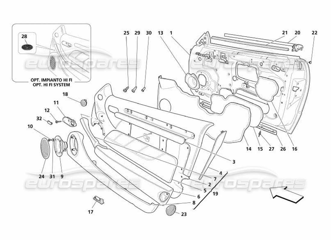 a part diagram from the maserati 4200 coupe (2005) parts catalogue