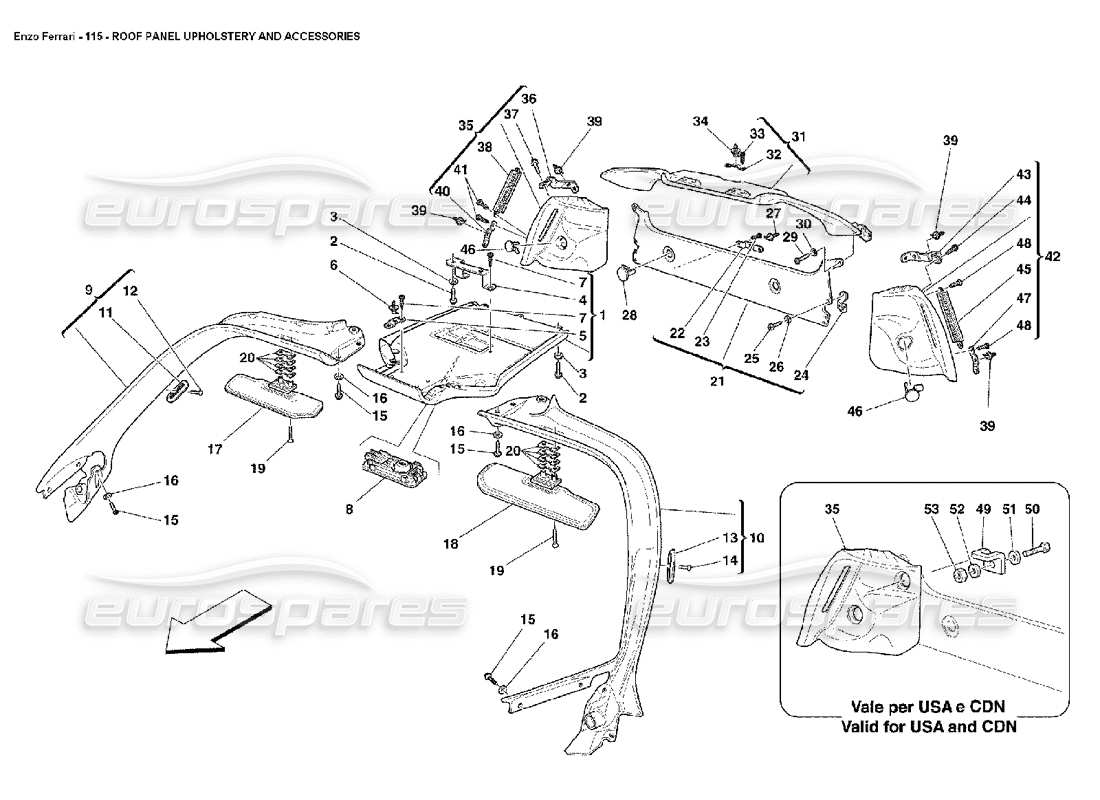 a part diagram from the ferrari enzo parts catalogue