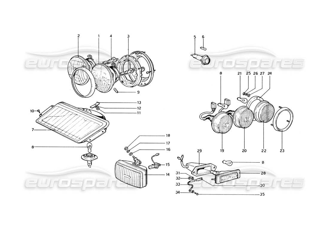 a part diagram from the ferrari 330 and 365 parts catalogue