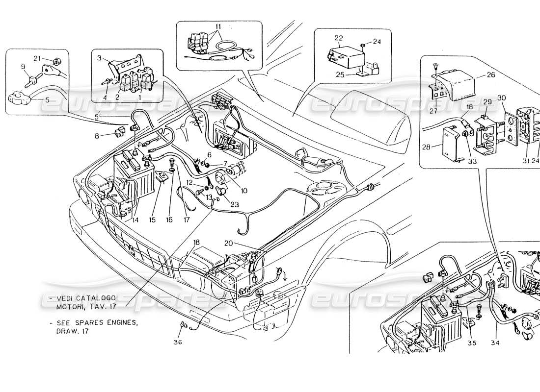 a part diagram from the maserati biturbo (1983-1995) parts catalogue
