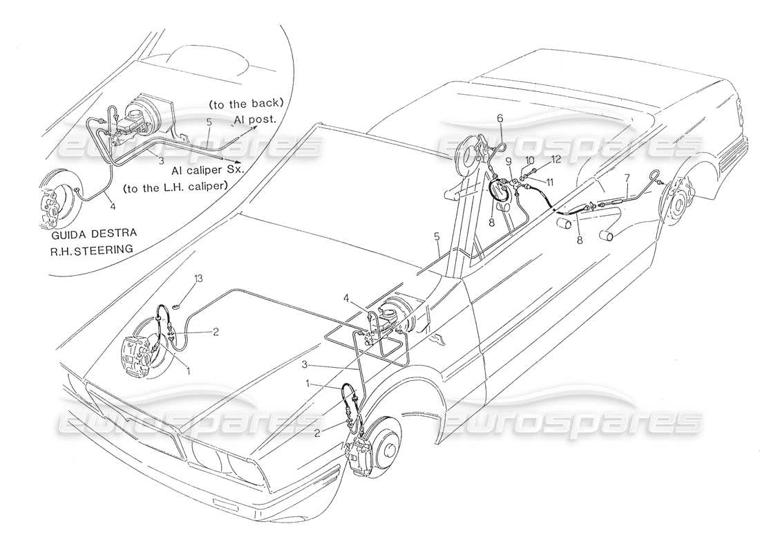 a part diagram from the maserati biturbo (1983-1995) parts catalogue