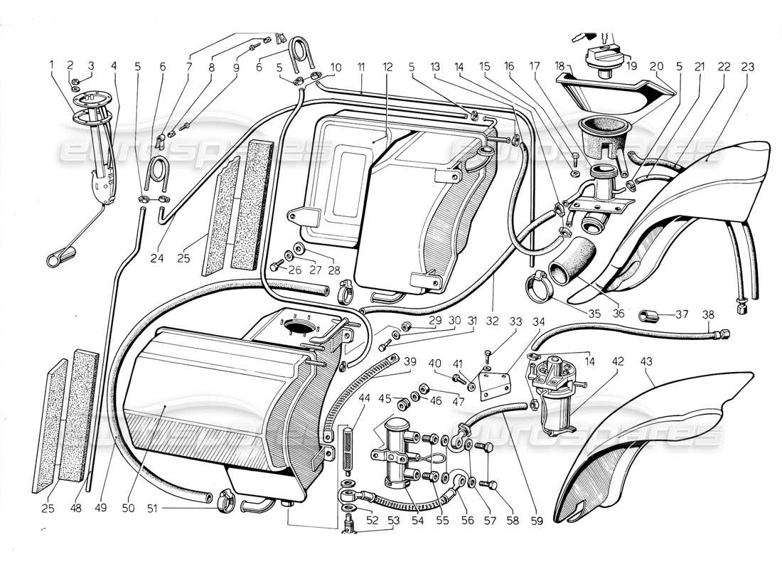 a part diagram from the Lamborghini Jalpa 3.5 (1984) parts catalogue