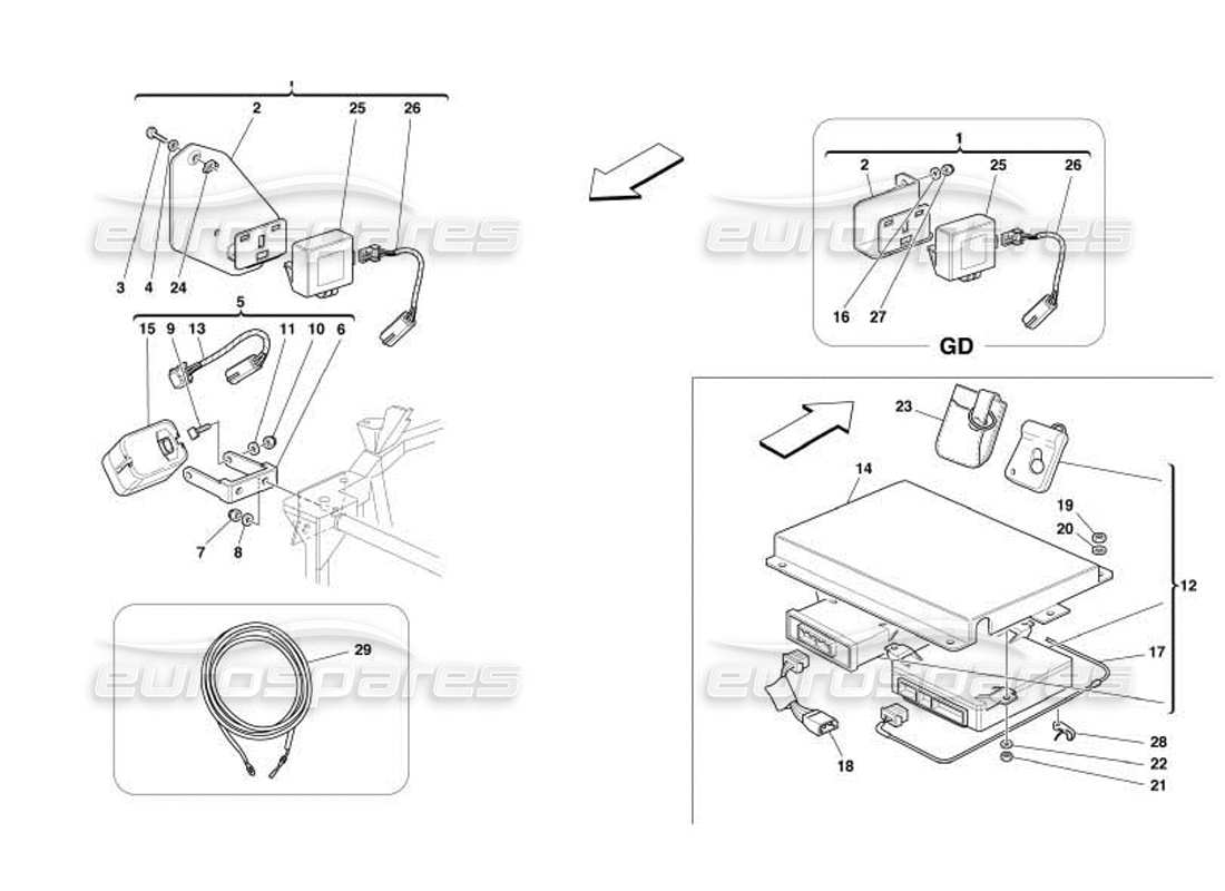 a part diagram from the Ferrari 550 Barchetta parts catalogue
