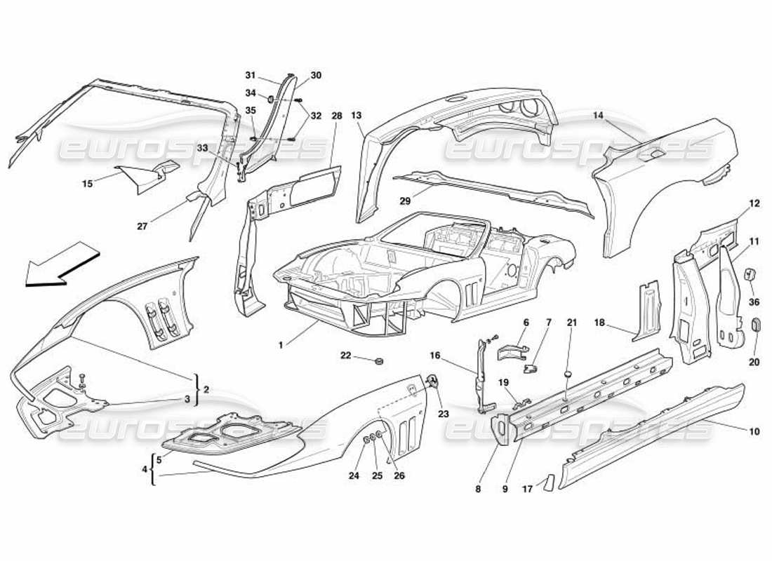 a part diagram from the ferrari 550 parts catalogue