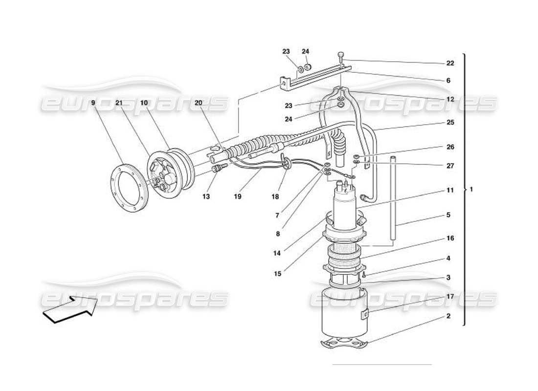 a part diagram from the Ferrari 550 Barchetta parts catalogue