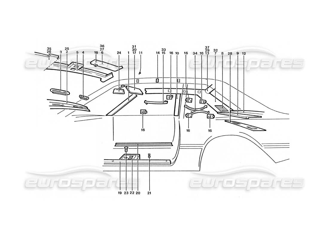 a part diagram from the Ferrari 400 GT / 400i (Coachwork) parts catalogue