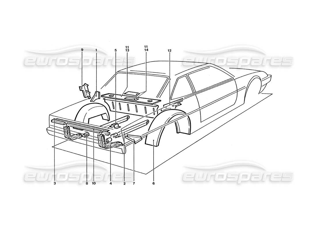 a part diagram from the ferrari 400 gt / 400i (coachwork) parts catalogue