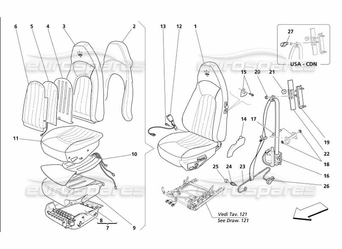 a part diagram from the maserati 4200 coupe (2005) parts catalogue