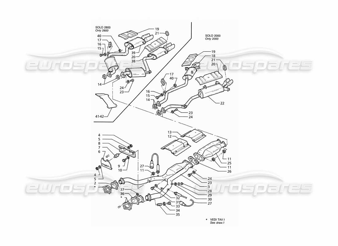 a part diagram from the Maserati Ghibli 2.8 (ABS) parts catalogue