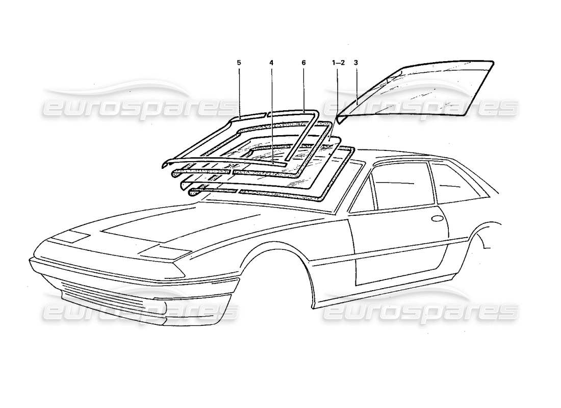 a part diagram from the ferrari 412 (coachwork) parts catalogue