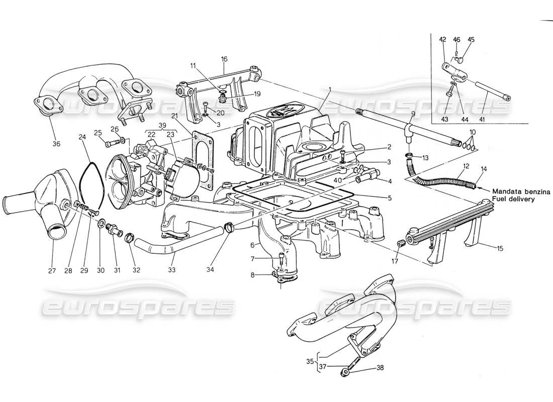 a part diagram from the maserati biturbo (1983-1995) parts catalogue