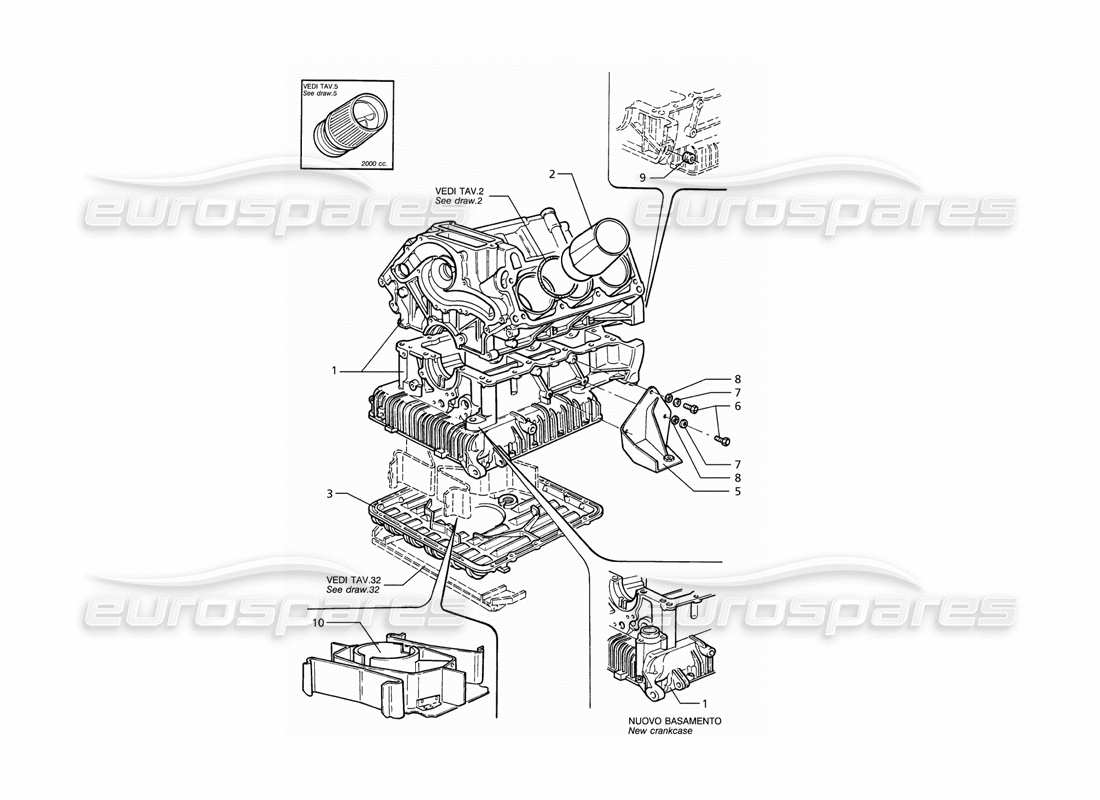a part diagram from the maserati ghibli (1993-1995) parts catalogue