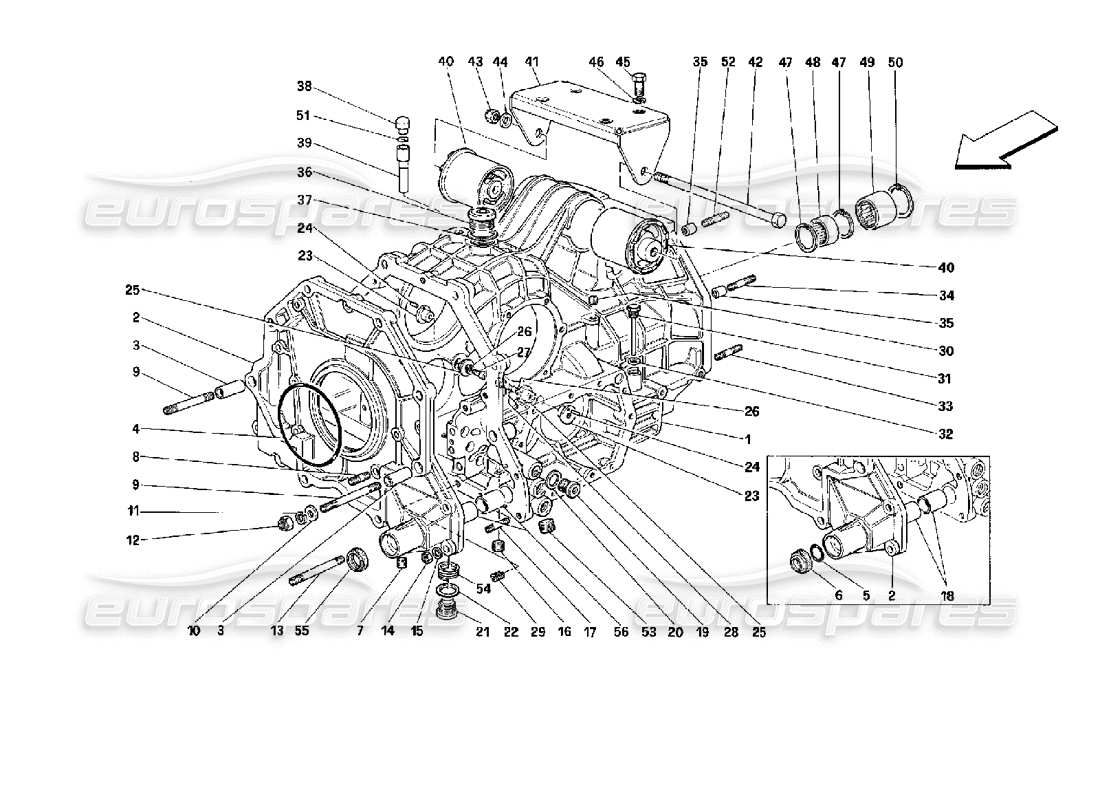 a part diagram from the ferrari mondial 3.4 t coupe/cabrio parts catalogue