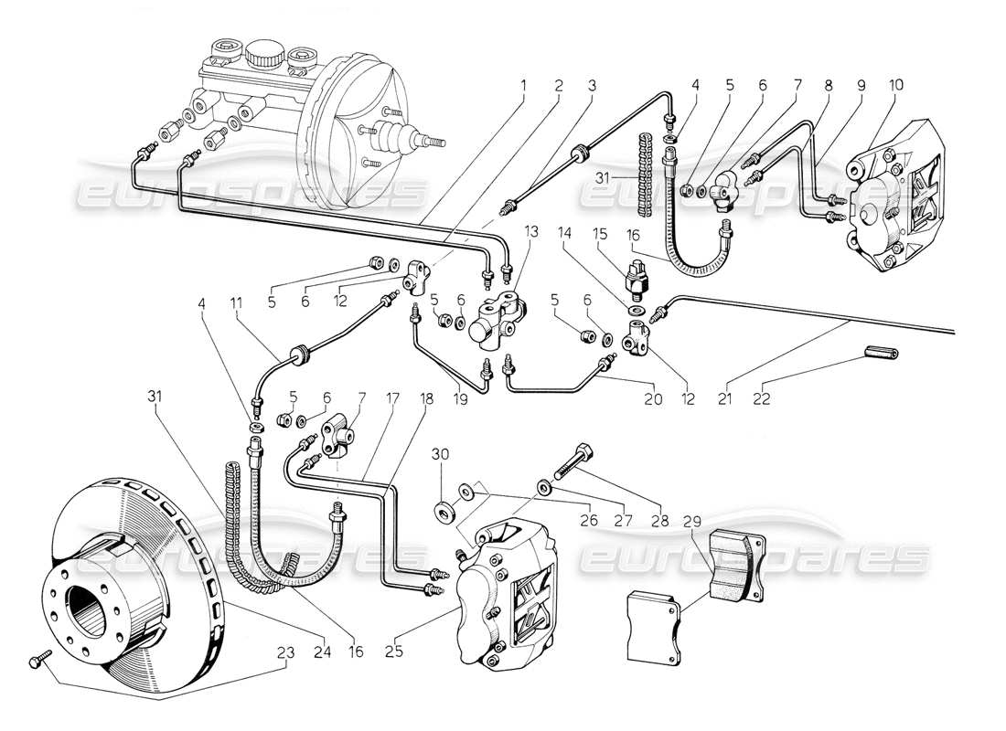 a part diagram from the lamborghini jalpa parts catalogue