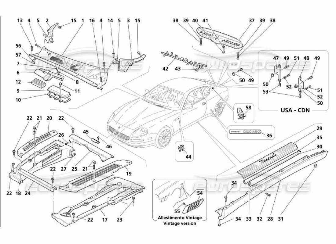 a part diagram from the maserati 4200 coupe (2005) parts catalogue