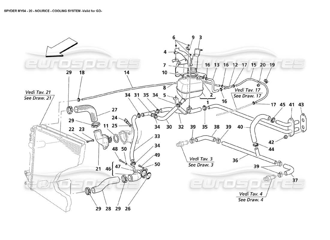 a part diagram from the maserati 4200 parts catalogue
