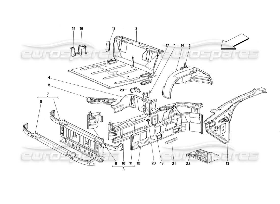 a part diagram from the ferrari 348 (1993) tb / ts parts catalogue
