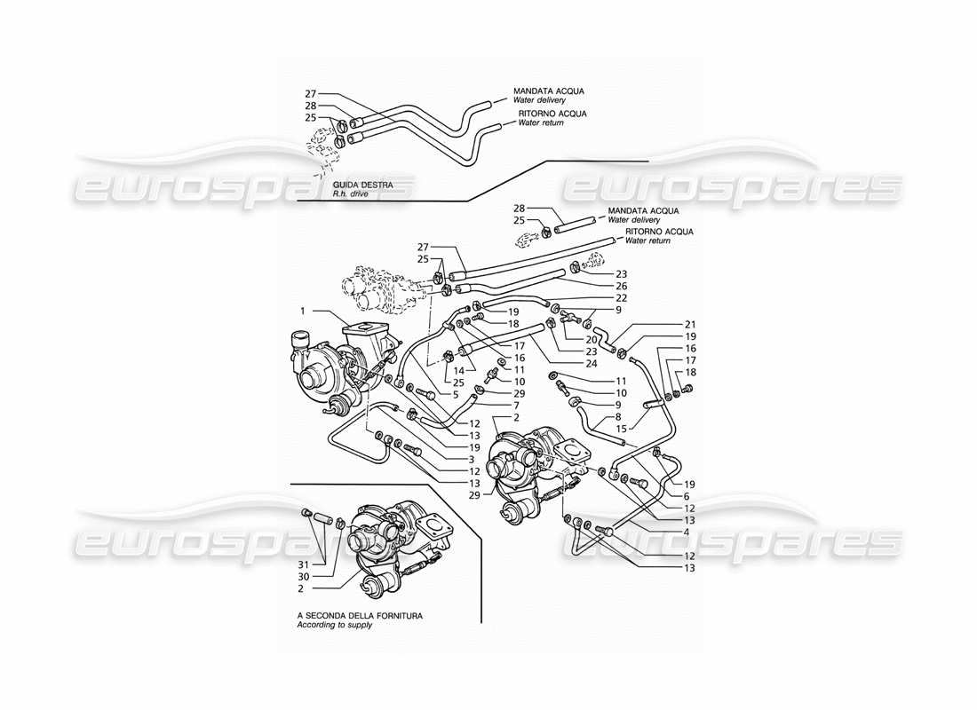 a part diagram from the maserati ghibli (1993-1995) parts catalogue