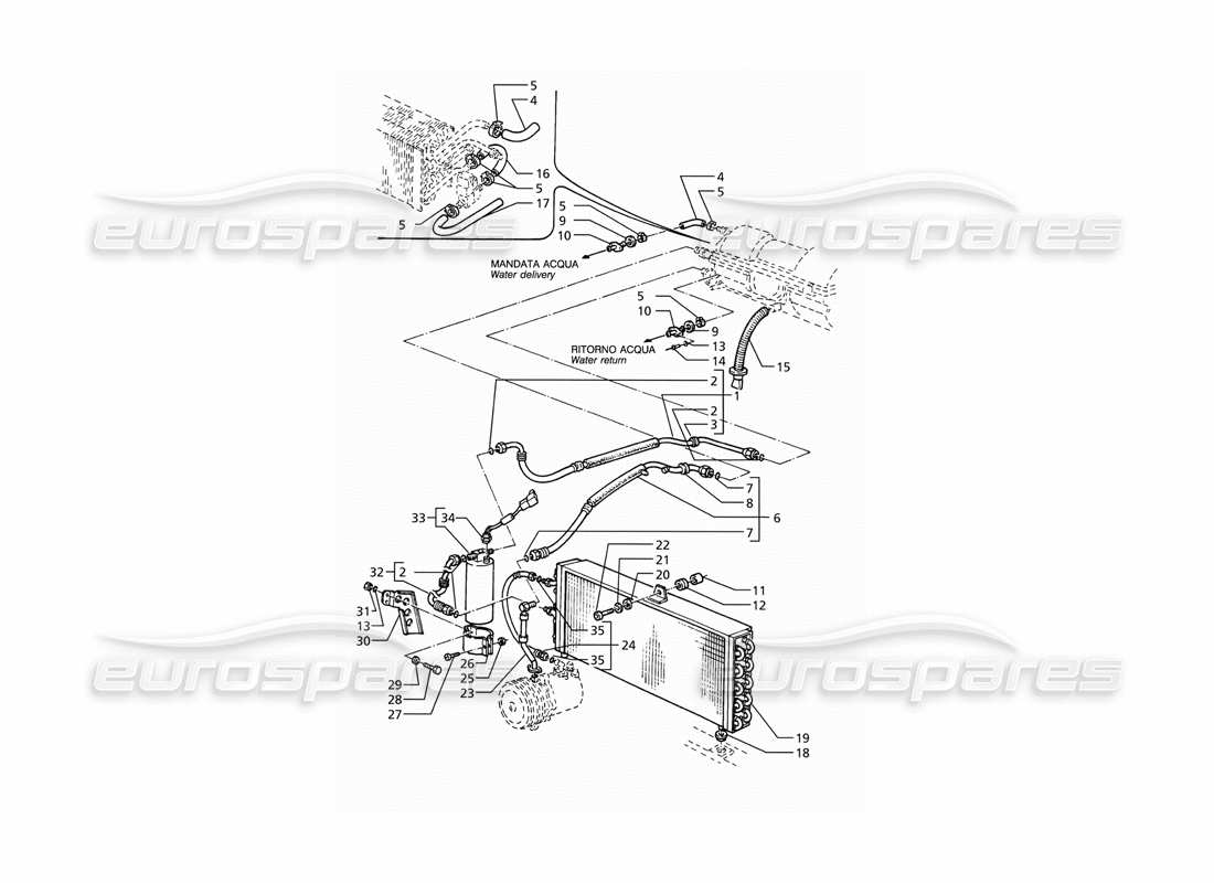 a part diagram from the maserati ghibli (1993-1995) parts catalogue