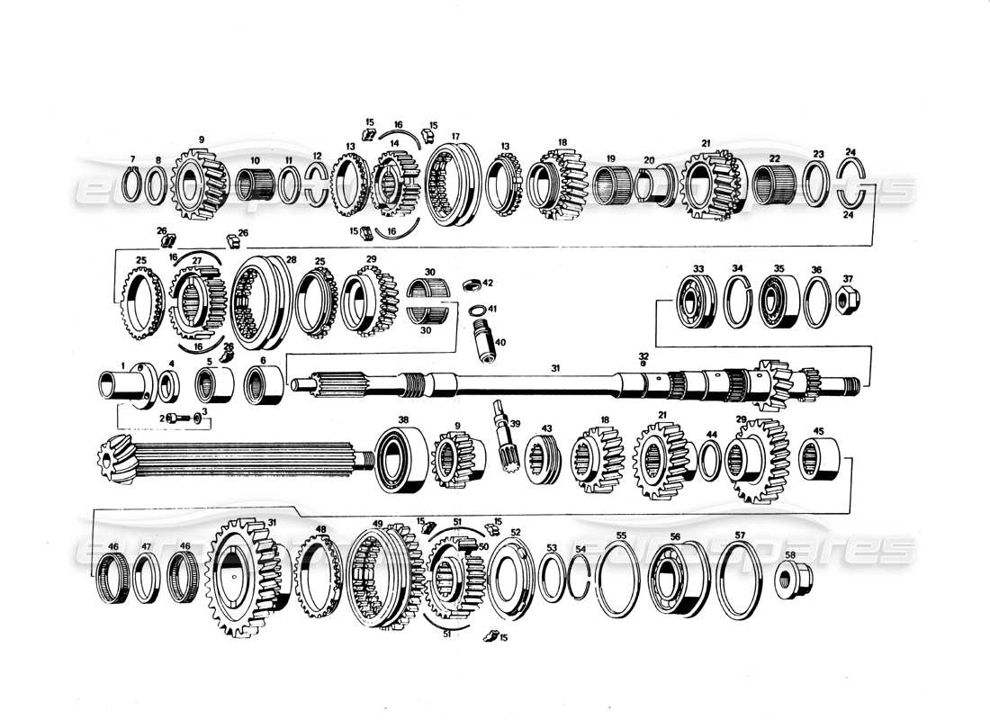 VIEW PARTS DIAGRAMS FROM THE MASERATI BORA PARTS CATALOGUE a part diagram from the maserati bora parts catalogue
