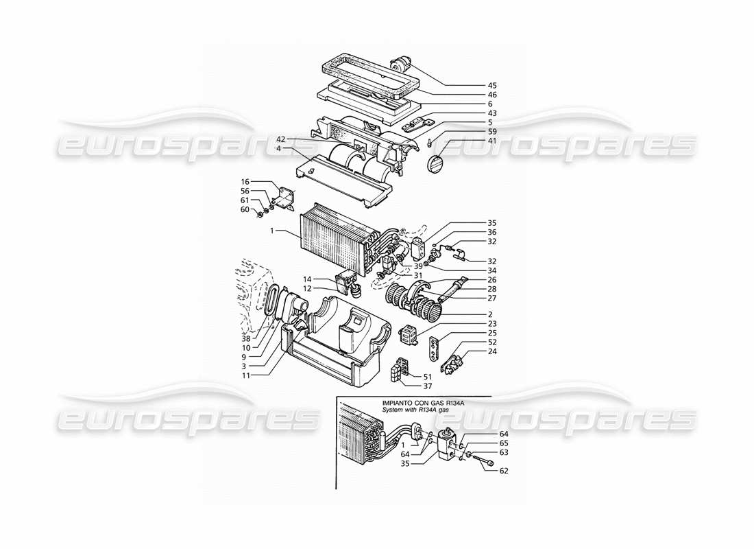 a part diagram from the maserati ghibli (1993-1995) parts catalogue