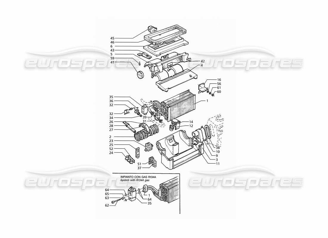 a part diagram from the maserati ghibli (1993-1995) parts catalogue