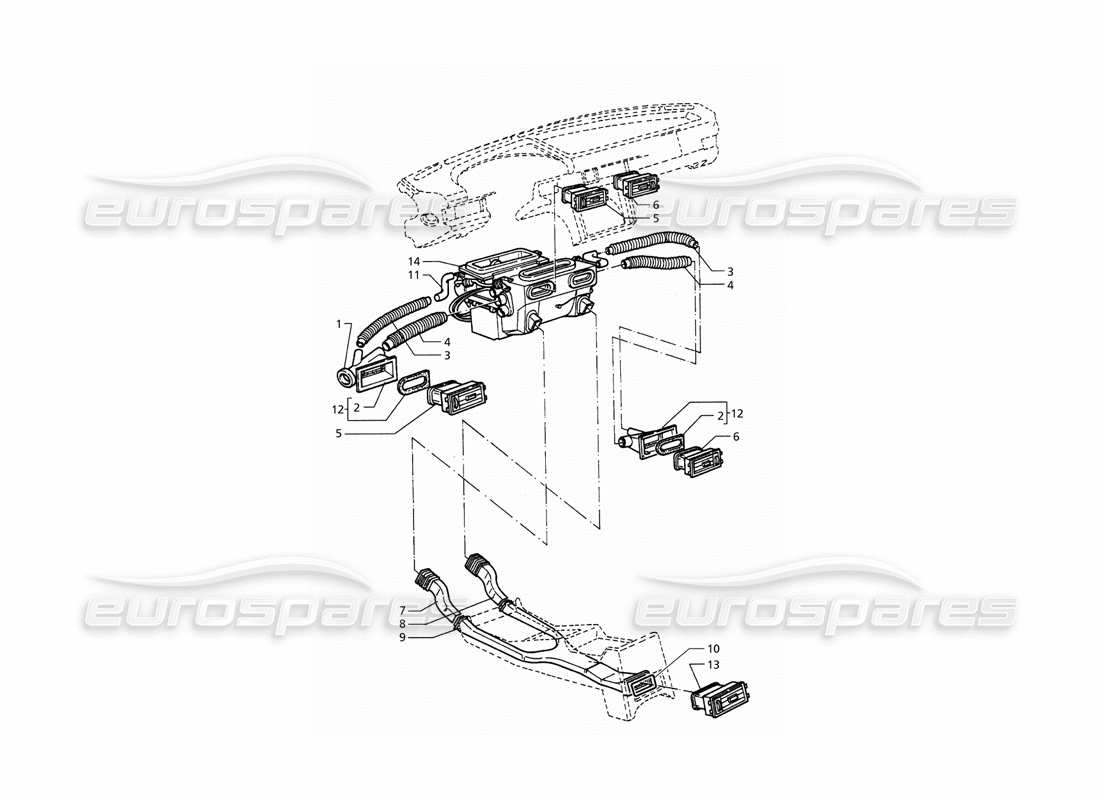 a part diagram from the maserati ghibli (1993-1995) parts catalogue