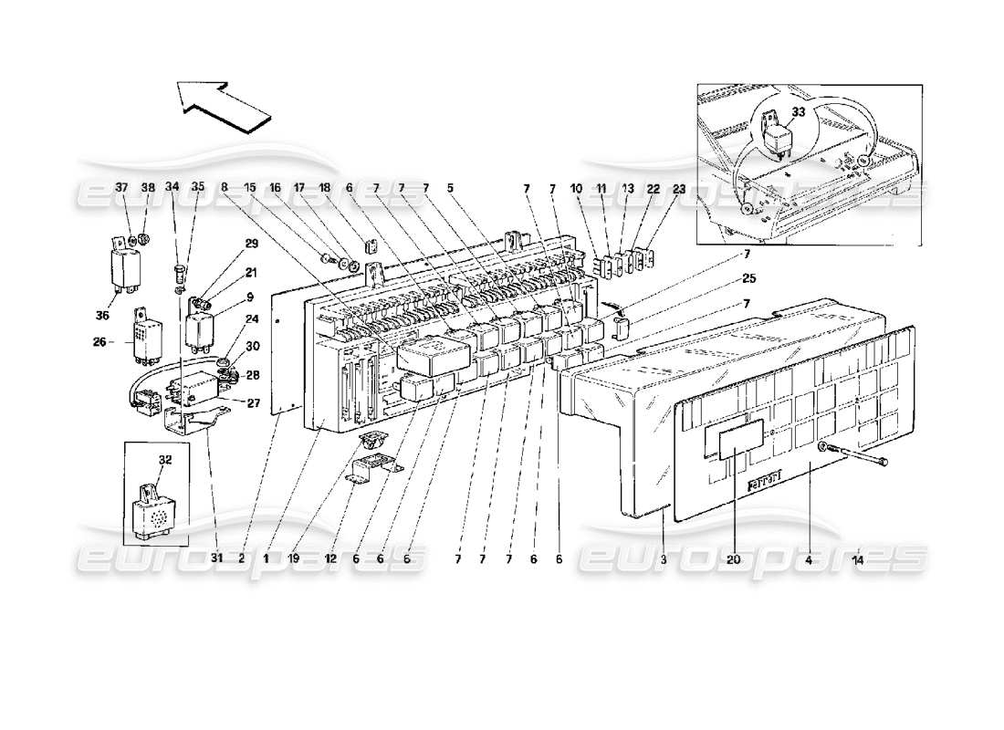 a part diagram from the ferrari mondial 3.4 t coupe/cabrio parts catalogue
