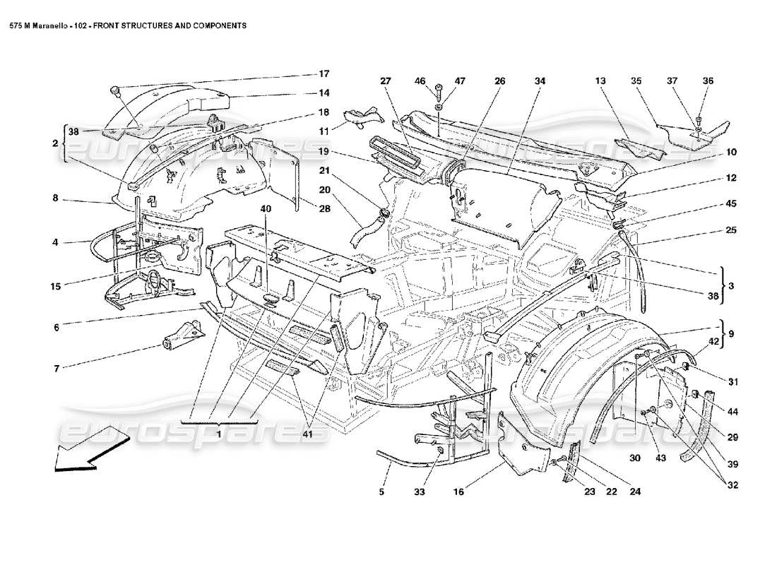 VIEW PARTS DIAGRAMS FROM THE FERRARI 575 PARTS CATALOGUE a part diagram from the ferrari 575 parts catalogue
