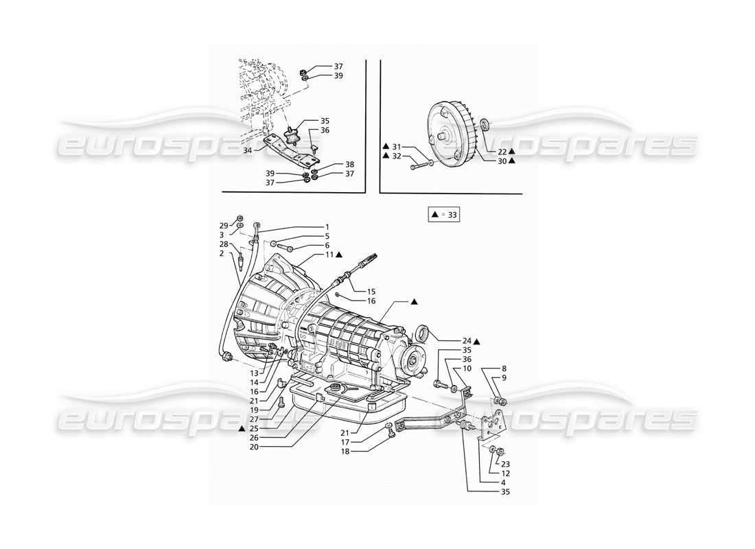 a part diagram from the maserati ghibli (1993-1995) parts catalogue