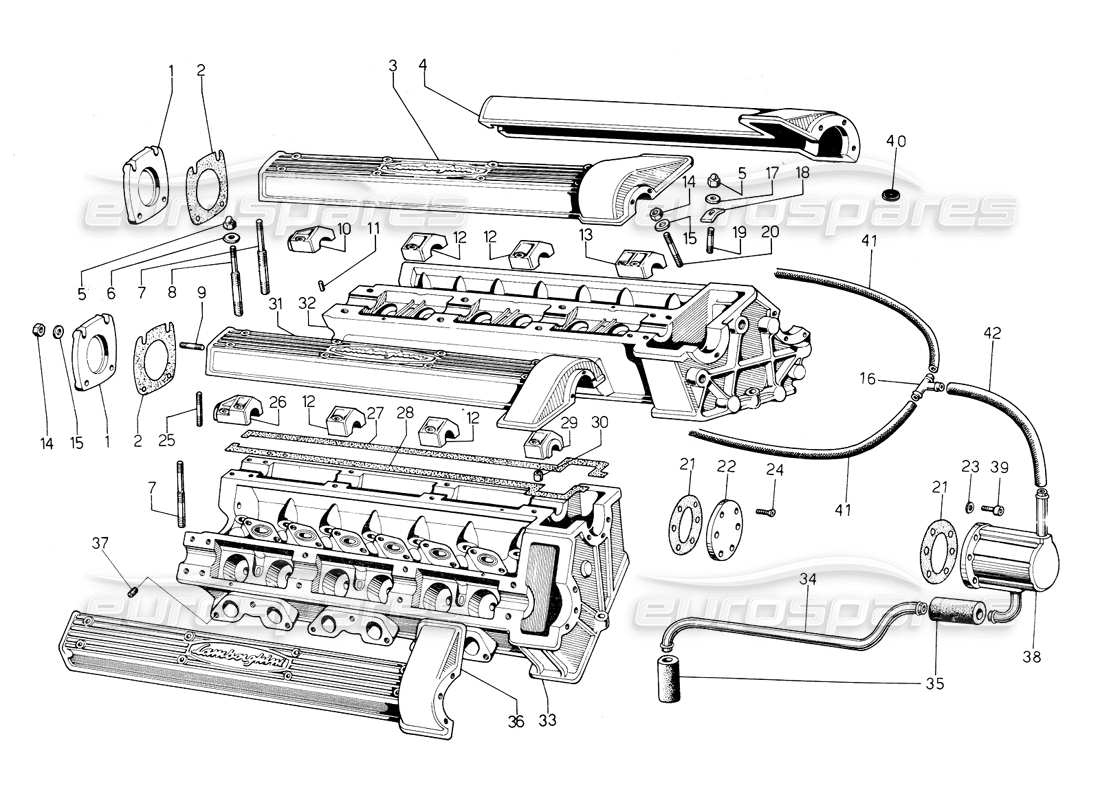 a part diagram from the lamborghini countach parts catalogue