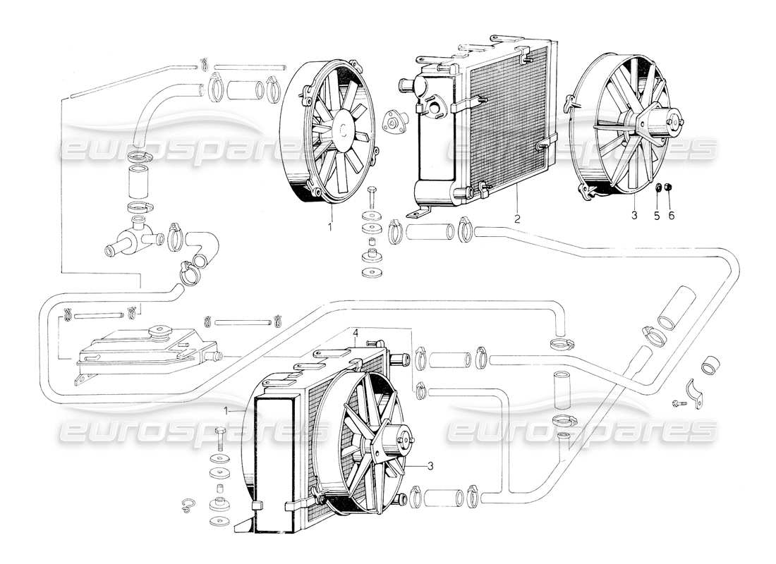 a part diagram from the lamborghini countach 5000 s (1984) parts catalogue