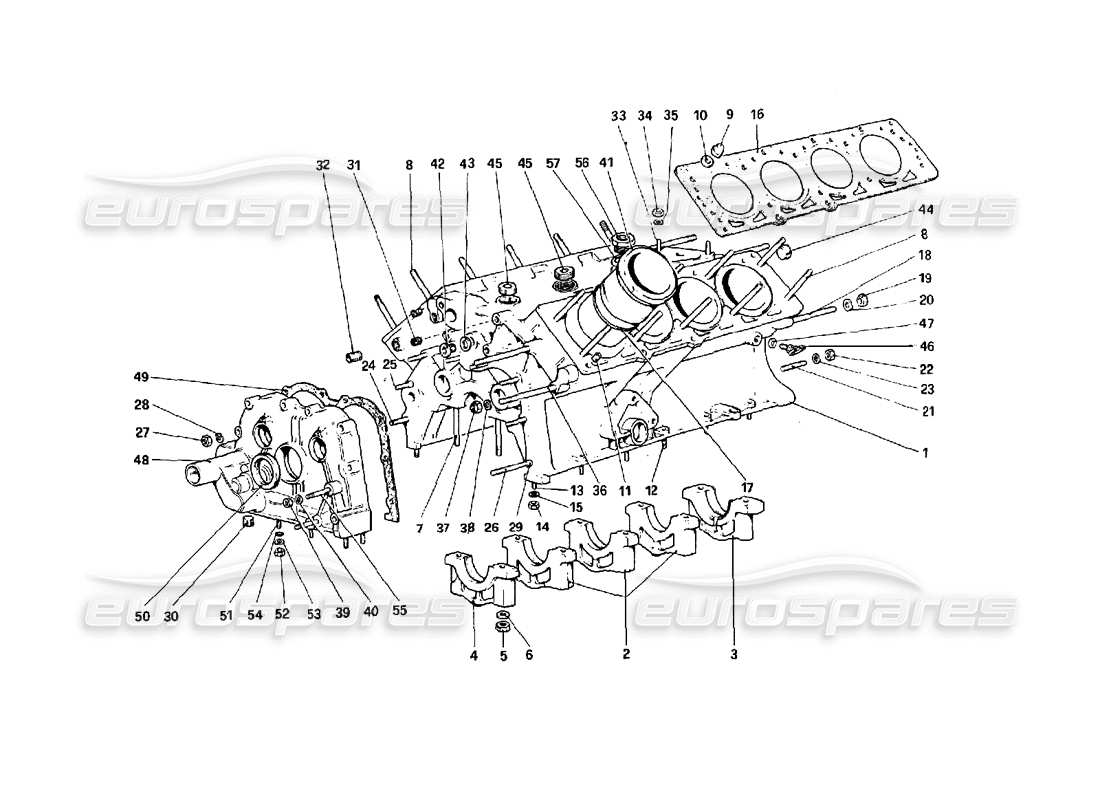 a part diagram from the Ferrari 308 Quattrovalvole (1985) parts catalogue