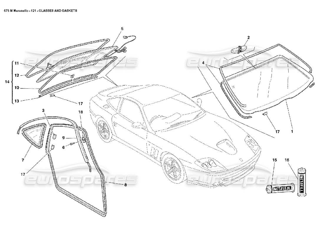 a part diagram from the ferrari 575m maranello parts catalogue