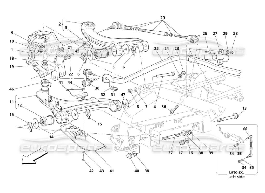 a part diagram from the maserati quattroporte m139 (2005-2013) parts catalogue
