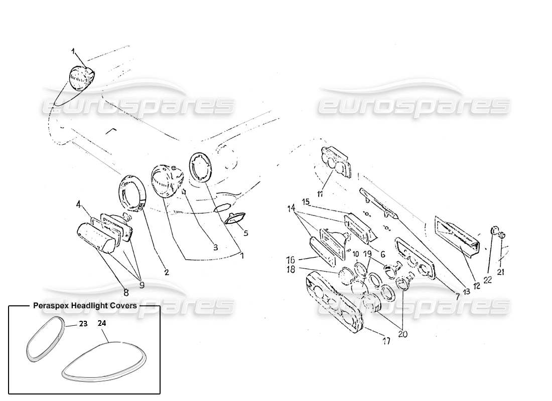 a part diagram from the ferrari 330 and 365 parts catalogue