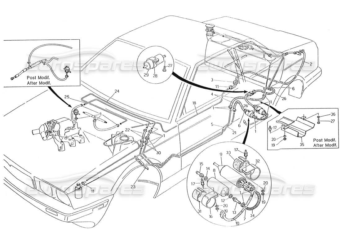 a part diagram from the maserati biturbo (1983-1995) parts catalogue