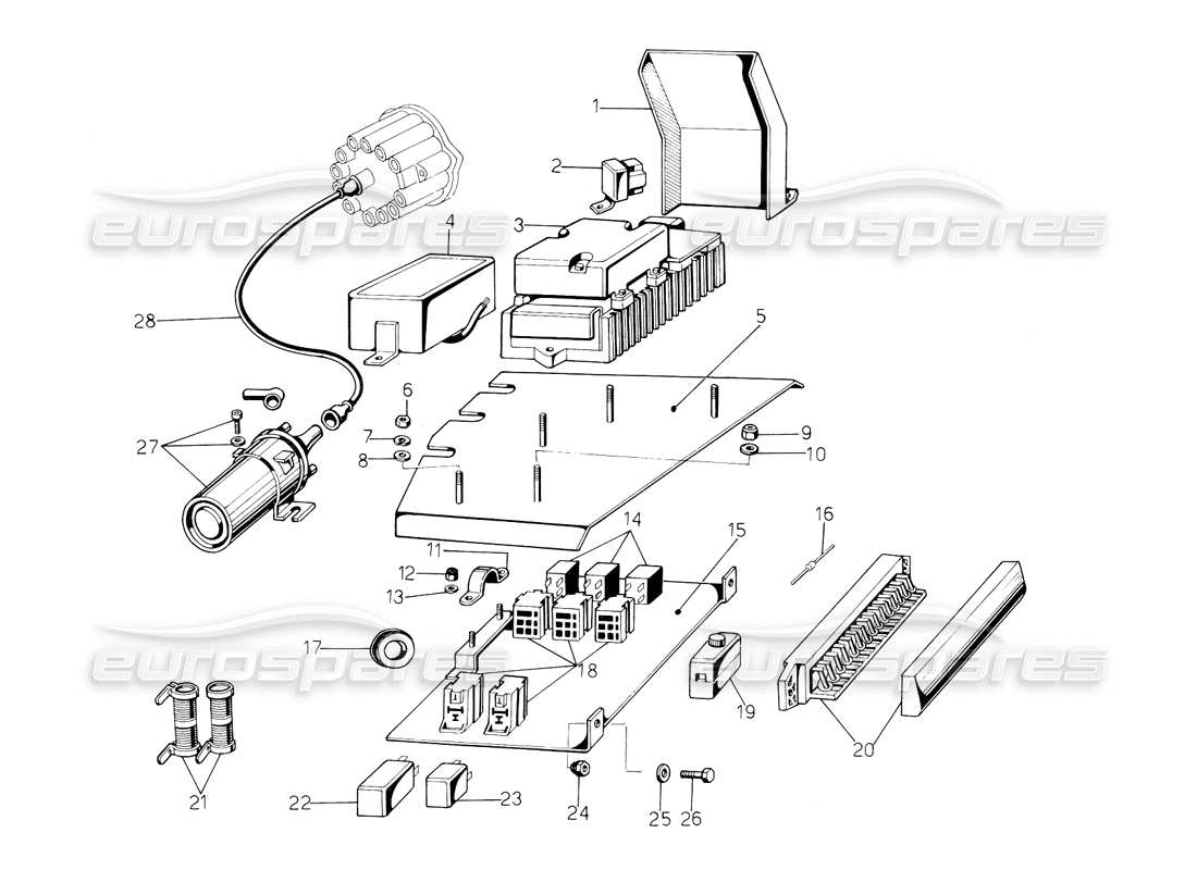a part diagram from the lamborghini countach 5000 s (1984) parts catalogue