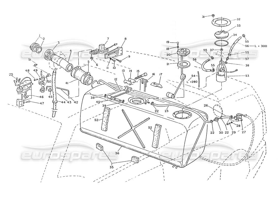 a part diagram from the maserati ghibli (1993-1995) parts catalogue