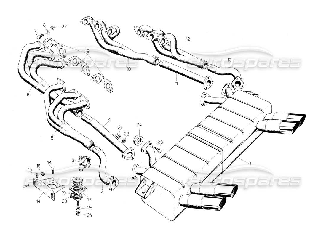 VIEW PARTS DIAGRAMS FROM THE LAMBORGHINI COUNTACH PARTS CATALOGUE a part diagram from the lamborghini countach parts catalogue