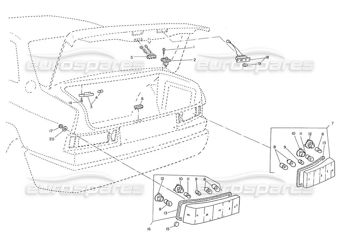 a part diagram from the maserati ghibli (1993-1995) parts catalogue