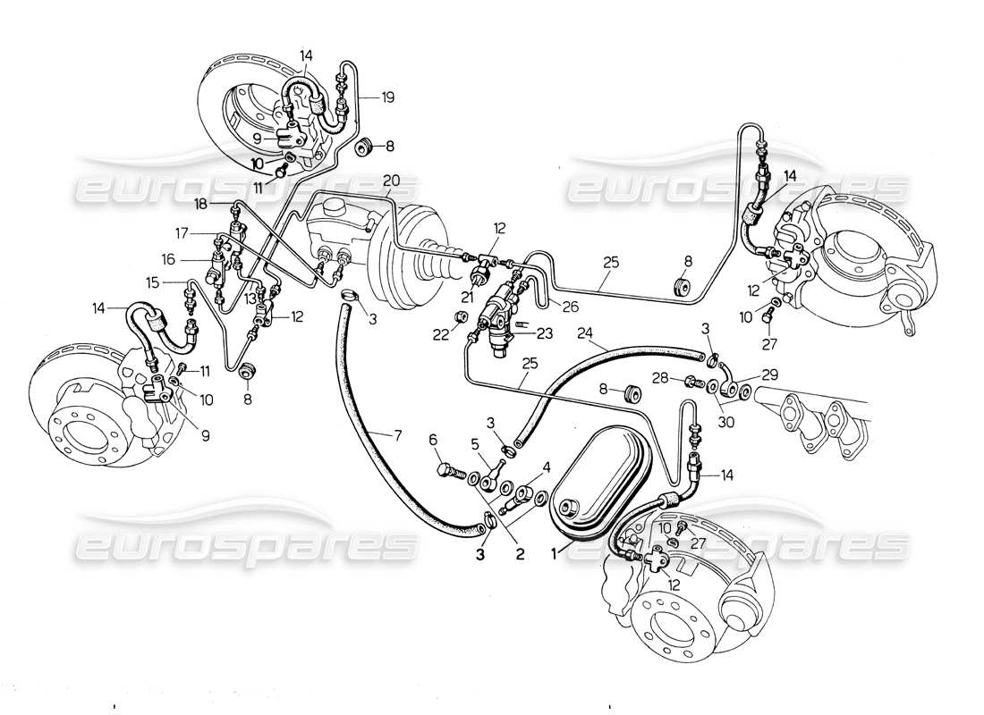 VIEW PARTS DIAGRAMS FROM THE LAMBORGHINI COUNTACH LP400 PARTS CATALOGUE a part diagram from the lamborghini countach lp400 parts catalogue