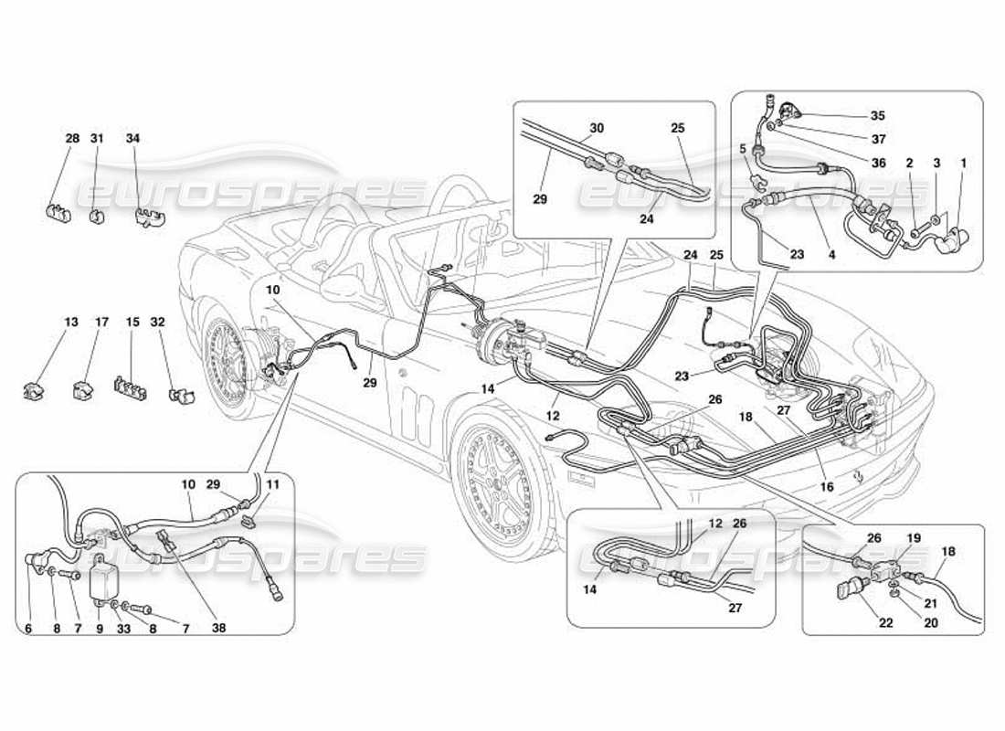 a part diagram from the Ferrari 550 Barchetta parts catalogue