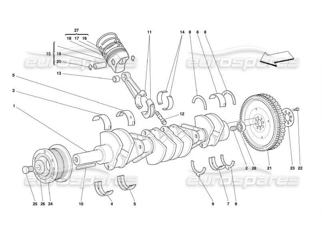 a part diagram from the Ferrari 550 Barchetta parts catalogue