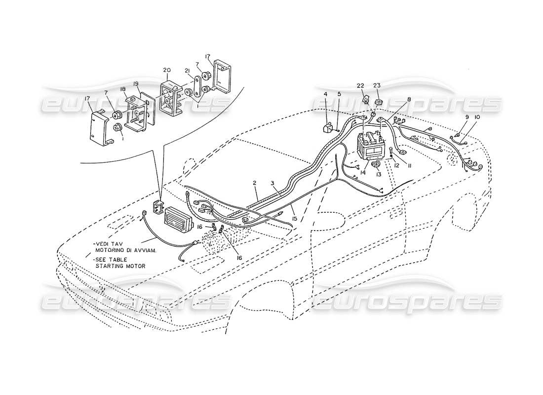 a part diagram from the maserati ghibli (1993-1995) parts catalogue